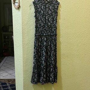 Michael Kors Black and White Floral Maxi Dress